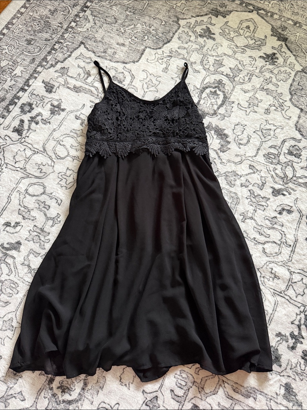 SHEIN Black Lace-Trim Slip Mini Dress